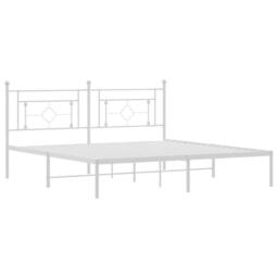 Berkfield Home Metal Bed Frame without Mattress with Headboard White 183x213cm - Size: 183x213 cm - thumbnail 4