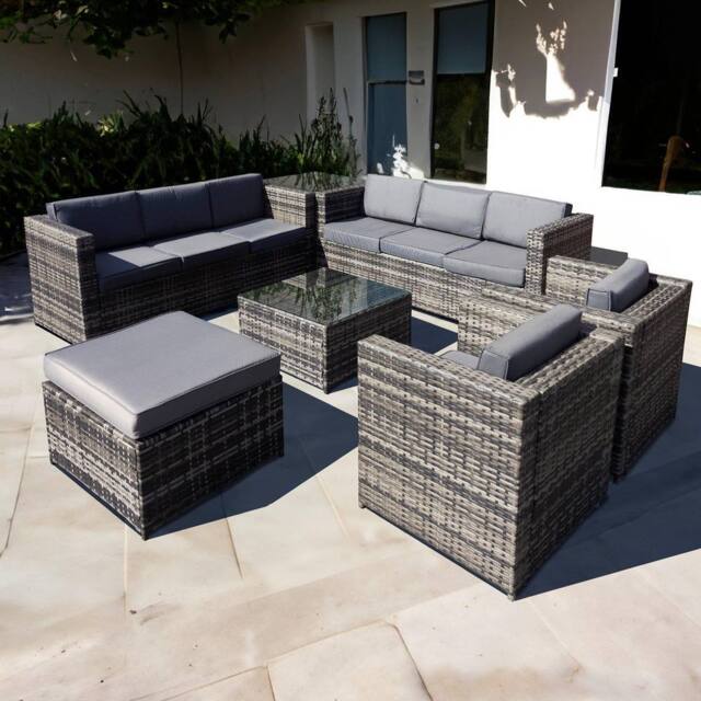 Oseasons Malta Rattan 9 Seat U-Shape Set in Walnut Grey - image 1