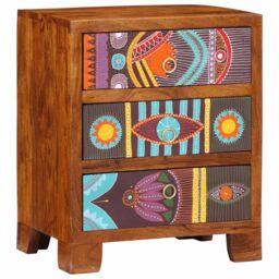 Berkfield Home Sideboard Multicolour 50x35x60 Solid Wood Acacia - thumbnail 3