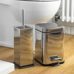 Harbour Housewares 2x Square Bathroom Pedal Bins 3L Stainless Steel Slim Rubbish Dustbin in Silver - thumbnail 5