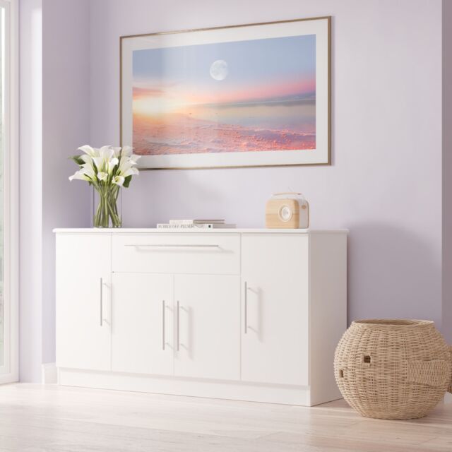 Ready Assembled 2 U Carlton 4 Door 1 Drawer Wide Unit (Ready Assembled) in White - image 1