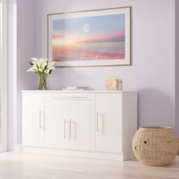 Ready Assembled 2 U Carlton 4 Door 1 Drawer Wide Unit (Ready Assembled) in White - thumbnail 1