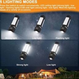 Havendro 1PCS Portable LED Camping Torch Rechargeable Lantern in Black - thumbnail 3