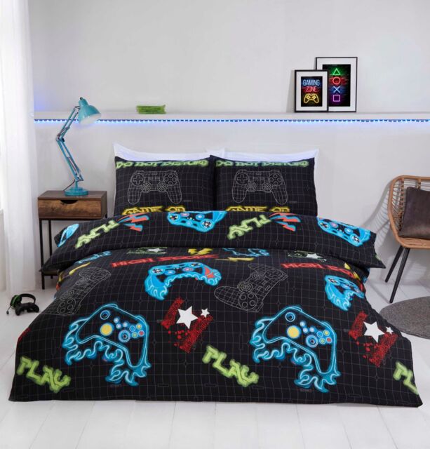 Rapport Home Gamer Microfiber Polyester Duvet Cover Set with Pillowcase in Black - Size: Single - image 1