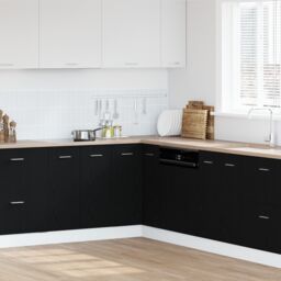Berkfield Home Black Oak Corner Bottom Cabinet - 75.5x75.5x81.5 cm, Made of Engineered Wood - Size: 75.5x75.5x81.5 cm