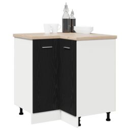 Berkfield Home Black Oak Corner Bottom Cabinet - 75.5x75.5x81.5 cm, Made of Engineered Wood - Size: 75.5x75.5x81.5 cm - thumbnail 3