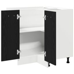 Berkfield Home Black Oak Corner Bottom Cabinet - 75.5x75.5x81.5 cm, Made of Engineered Wood - Size: 75.5x75.5x81.5 cm - thumbnail 5
