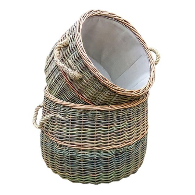 Red Hamper Wicker Set of 2 Country Log Set in Brown - image 1