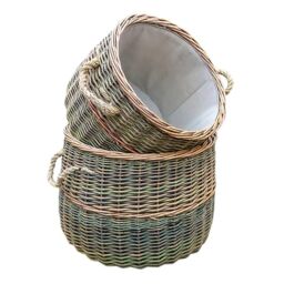 Red Hamper Wicker Set of 2 Country Log Set in Brown - thumbnail 1