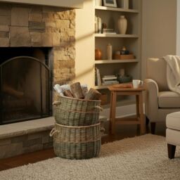 Red Hamper Wicker Set of 2 Country Log Set in Brown - thumbnail 2