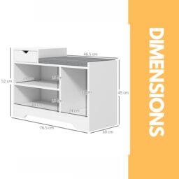 Pirlo Plush Industrial Shoe Storage Bench With 3 Open Shelves in White - thumbnail 6