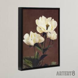 "Artery8 White Herbaceous Peony Flowers Framed Canvas Wall Art Print Kazumasa in Red - Size: W12"" x H16""" - thumbnail 2