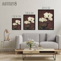 "Artery8 White Herbaceous Peony Flowers Framed Canvas Wall Art Print Kazumasa in Red - Size: W12"" x H16""" - thumbnail 4