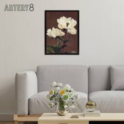 "Artery8 White Herbaceous Peony Flowers Framed Canvas Wall Art Print Kazumasa in Red - Size: W12"" x H16""" - thumbnail 3