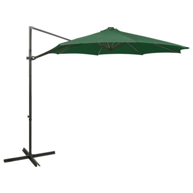 Berkfield Home Cantilever Umbrella with Pole & LED Lights Green 300 cm - image 1