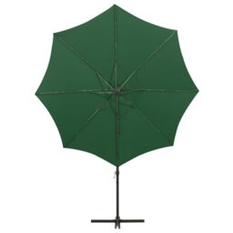 Berkfield Home Cantilever Umbrella with Pole & LED Lights Green 300 cm - thumbnail 6