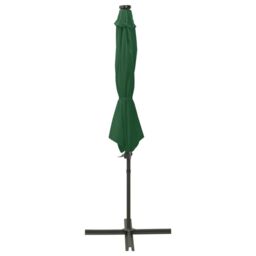 Berkfield Home Cantilever Umbrella with Pole & LED Lights Green 300 cm - thumbnail 2