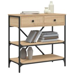 Berkfield Home Console Table Sonoma Oak 75x34.5x75 cm Engineered Wood in Brown - thumbnail 3