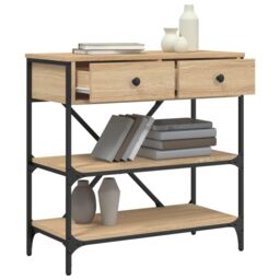 Berkfield Home Console Table Sonoma Oak 75x34.5x75 cm Engineered Wood in Brown - thumbnail 4
