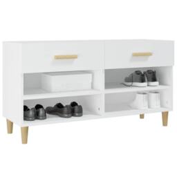 Berkfield Home Shoe Cabinet White 102x35x55 cm Engineered Wood - Size: 102 x 35 x 55 cm - thumbnail 4