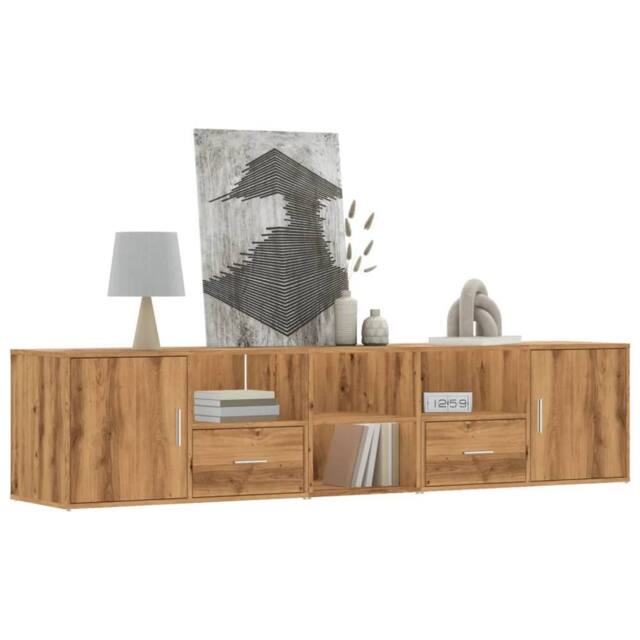 Berkfield Home Corner Cabinet Artisian Oak 200x40x45 cm Engineered Wood in Brown - Size: 200 x 40 x 45 cm - image 1