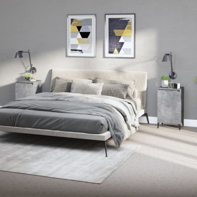 Berkfield Home Bedside Cabinets 2 pcs Concrete Grey 40x35x70 cm Engineered Wood - Size: 40 x 35 x 70 cm - image 1