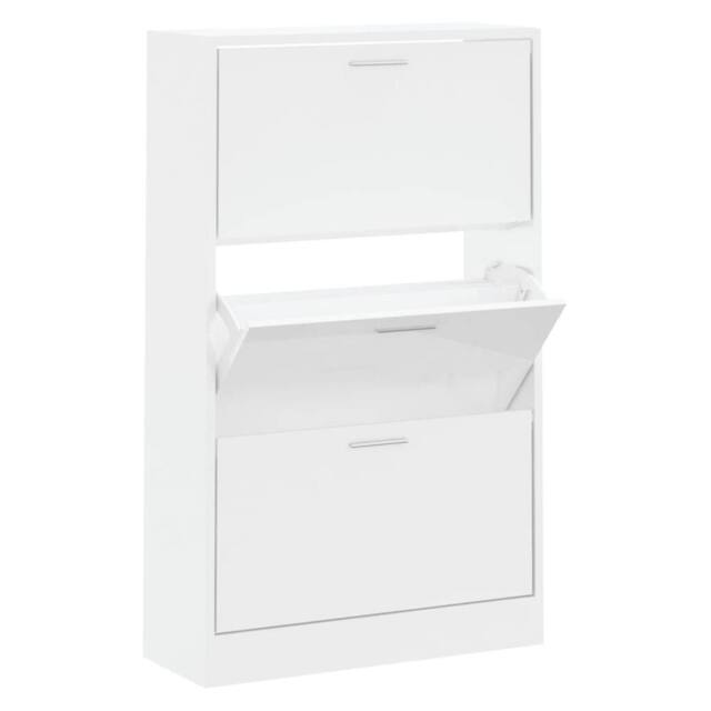 Berkfield Home Shoe Cabinet High Gloss White 63x24x103 cm Engineered Wood - Size: 63 x 24 x 103 cm - image 1