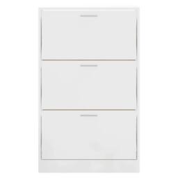 Berkfield Home Shoe Cabinet High Gloss White 63x24x103 cm Engineered Wood - Size: 63 x 24 x 103 cm - thumbnail 4
