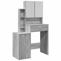 Berkfield Home Dressing Table with Cabinet Grey Sonoma 80x35x132 cm - Size: 80 x 35 x 132 cm - thumbnail 1