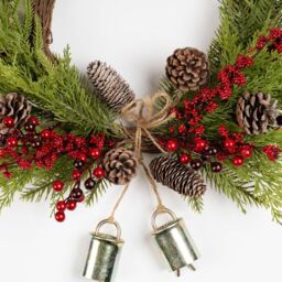 Scottish Everlastings Ltd 50cm Real Touch Half Wreath with Bells in Green - thumbnail 3