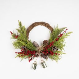Scottish Everlastings Ltd 50cm Real Touch Half Wreath with Bells in Green - thumbnail 2