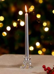 Marco Paul Glass 7cm Taper Candle Stick Holder Table Centre Piece in Clear - thumbnail 1
