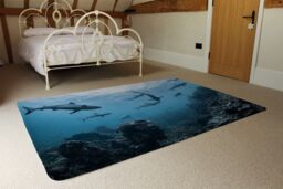 Benjamin Tate Design Schooling Grey Reef Sharks, Ningaloo Reef, Western Australia Designer Rug in Natural - Size: Large - thumbnail 3