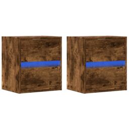 Berkfield Home TV Wall Cabinets with LED Lights 2 pcs Smoked Oak 41x31x45 cm in Brown - Size: 41 x 31 x 45 cm - thumbnail 3