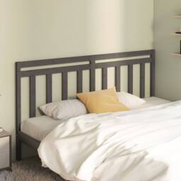 Berkfield Home Bed Headboard Grey 206x4x100 cm Solid Wood Pine - Size: 206 x 4 x 100 cm - thumbnail 2