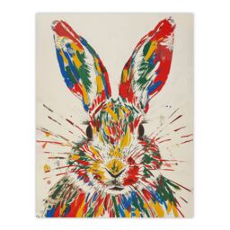 "Artery8 Colourful Rabbit Portrait Bright Fun Cute Spring Wall Art Print - Size: W18"" x H24""" - thumbnail 1