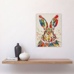 "Artery8 Colourful Rabbit Portrait Bright Fun Cute Spring Wall Art Print - Size: W18"" x H24""" - thumbnail 4
