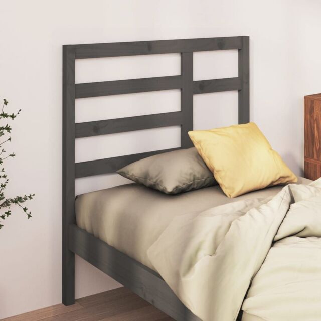 Berkfield Home Bed Headboard Grey 96x4x104 cm Solid Wood Pine - Size: 96 x 4 x 104 cm - image 1