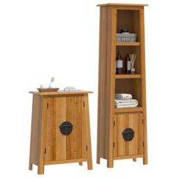 Berkfield Home Beautiful 2 Piece Bathroom Furniture Set Solid Wood Pine in Brown