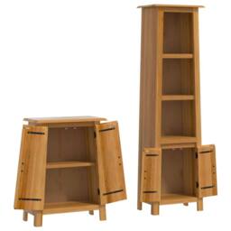 Berkfield Home Beautiful 2 Piece Bathroom Furniture Set Solid Wood Pine in Brown - thumbnail 4
