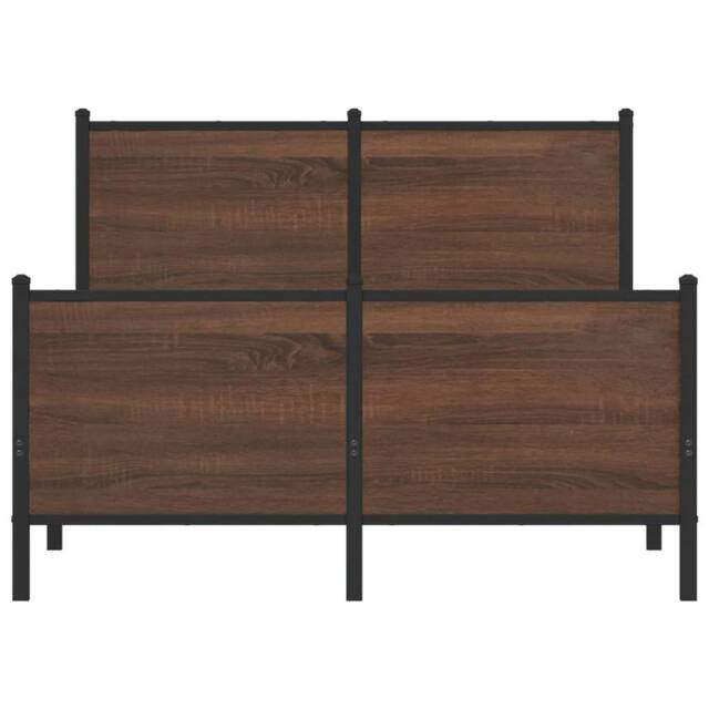 Berkfield Home Metal Bed Frame without Mattress Brown Oak 120x190 cm Small Double - image 1
