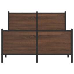 Berkfield Home Metal Bed Frame without Mattress Brown Oak 120x190 cm Small Double - thumbnail 1
