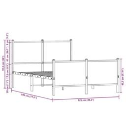 Berkfield Home Metal Bed Frame without Mattress Brown Oak 120x190 cm Small Double - thumbnail 8