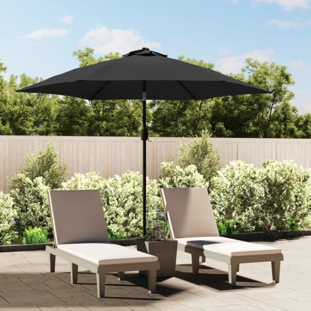 Berkfield Home Outdoor Parasol with LED Lights & Steel Pole 300cm Anthracite in Black - image 1