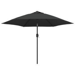 Berkfield Home Outdoor Parasol with LED Lights & Steel Pole 300cm Anthracite in Black - thumbnail 2