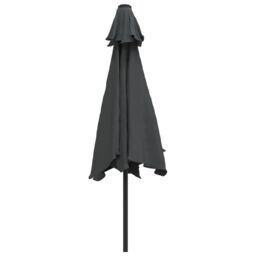 Berkfield Home Outdoor Parasol with LED Lights & Steel Pole 300cm Anthracite in Black - thumbnail 6