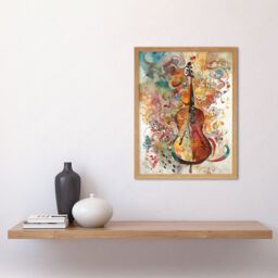 "Artery8 Wall Art Print Sensory Sonata Violin Music Note Synesthesia Shapes & Colours Modern Watercolour Art Framed in Light Oak - Size: W12"" x H16""" - thumbnail 2