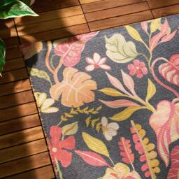 Furn Tropical Bloom Floral Indoor/Outdoor Rug in Black - Size: 120 cm x 170 cm - thumbnail 3