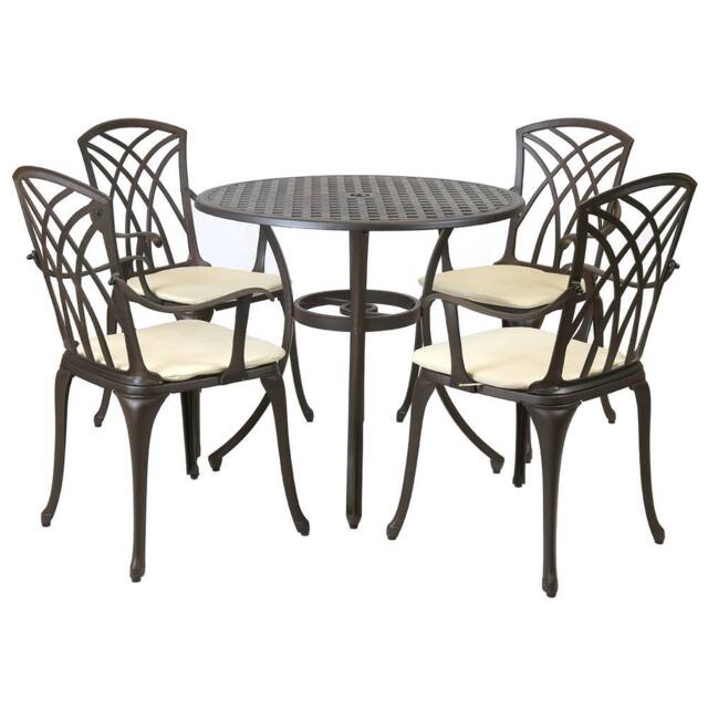 Charles Bentley Metal Cast Aluminium Garden Furniture Patio Set With Cushions in Black - image 1