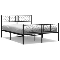 Berkfield Home Metal Bed Frame with Headboard & Footboard Black 140x200 cm - thumbnail 1